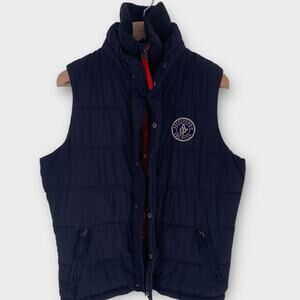 Y2K Abercrombie & Fitch Puffer Vest Large Navy Blue Full Zip Preppy AF Large